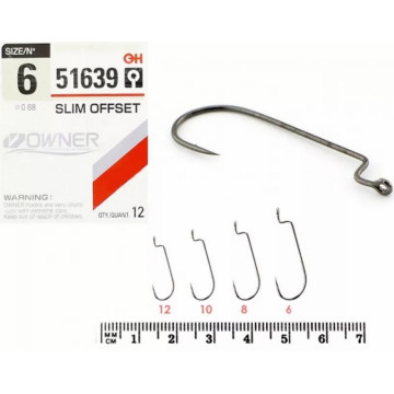 Крючок офсетный Owner 51639 Slim Offset / 51639-06 (упаковка - 8шт)